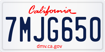 CA license plate 7MJG650