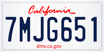 CA license plate 7MJG651