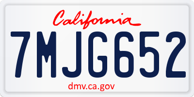 CA license plate 7MJG652