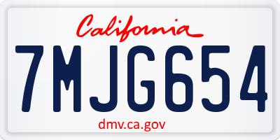 CA license plate 7MJG654