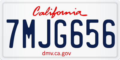 CA license plate 7MJG656