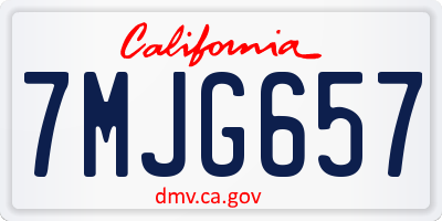 CA license plate 7MJG657