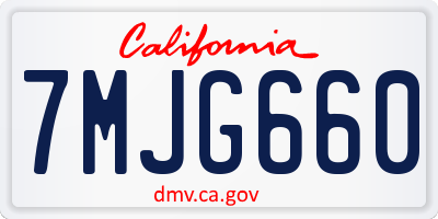 CA license plate 7MJG660