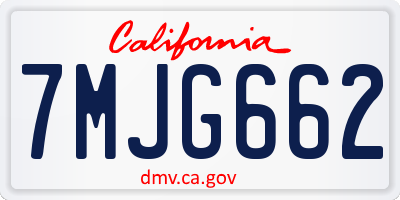 CA license plate 7MJG662