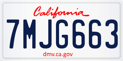 CA license plate 7MJG663