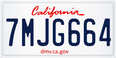 CA license plate 7MJG664