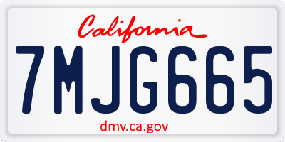 CA license plate 7MJG665