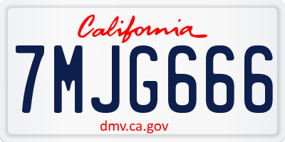 CA license plate 7MJG666