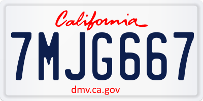 CA license plate 7MJG667