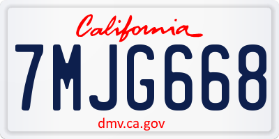 CA license plate 7MJG668