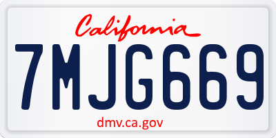 CA license plate 7MJG669