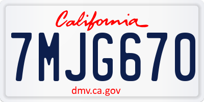 CA license plate 7MJG670