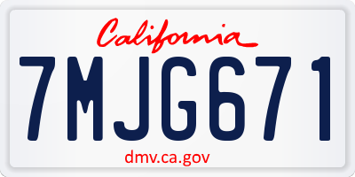 CA license plate 7MJG671