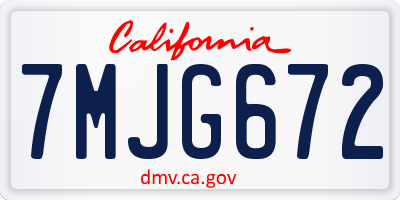 CA license plate 7MJG672