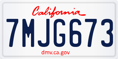 CA license plate 7MJG673