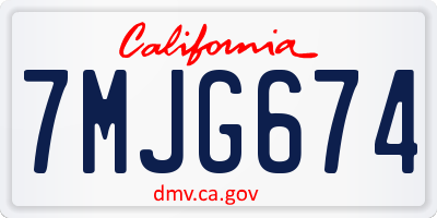 CA license plate 7MJG674