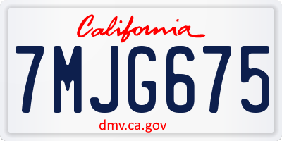 CA license plate 7MJG675