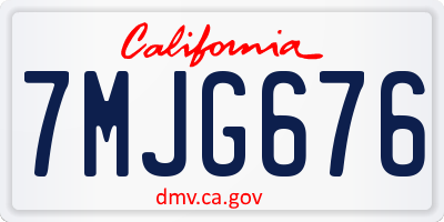CA license plate 7MJG676