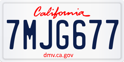 CA license plate 7MJG677