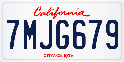 CA license plate 7MJG679