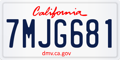 CA license plate 7MJG681