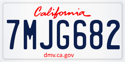 CA license plate 7MJG682