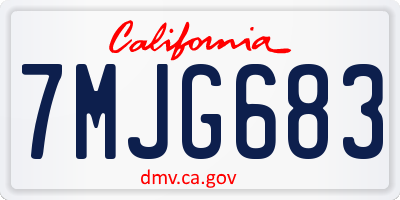 CA license plate 7MJG683