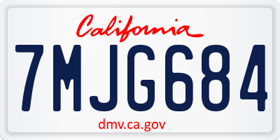 CA license plate 7MJG684