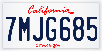 CA license plate 7MJG685