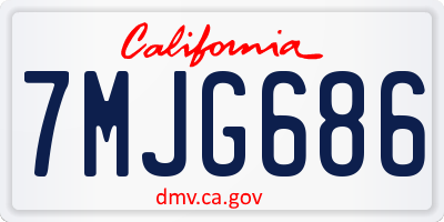 CA license plate 7MJG686