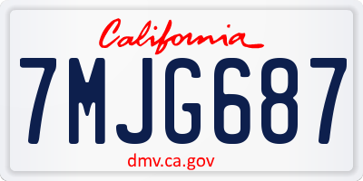 CA license plate 7MJG687
