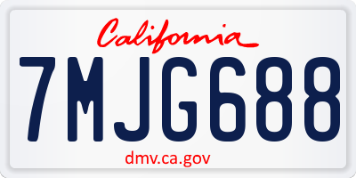 CA license plate 7MJG688