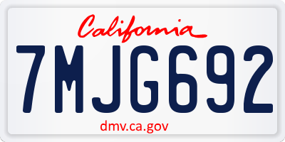 CA license plate 7MJG692