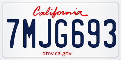 CA license plate 7MJG693