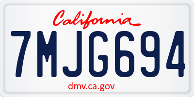 CA license plate 7MJG694
