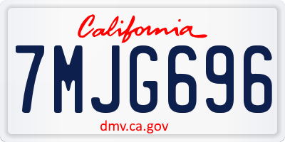 CA license plate 7MJG696