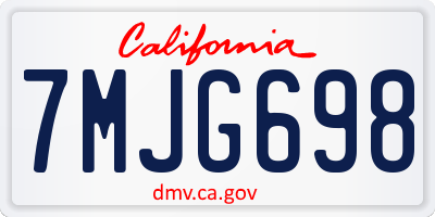 CA license plate 7MJG698