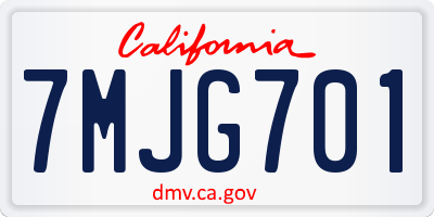 CA license plate 7MJG701