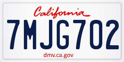 CA license plate 7MJG702