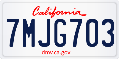CA license plate 7MJG703