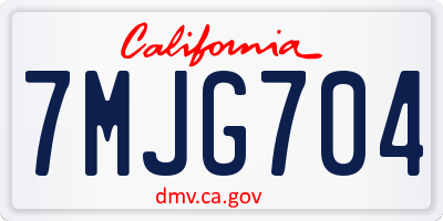 CA license plate 7MJG704