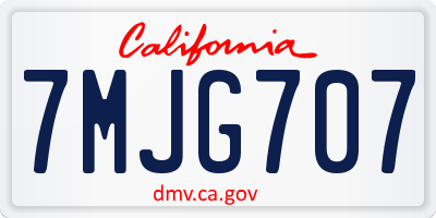 CA license plate 7MJG707