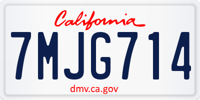 CA license plate 7MJG714