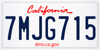 CA license plate 7MJG715