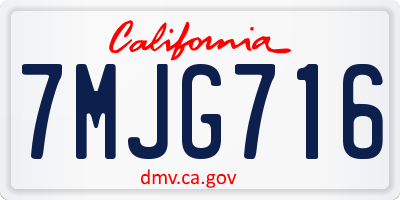 CA license plate 7MJG716