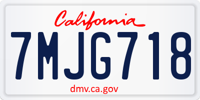 CA license plate 7MJG718