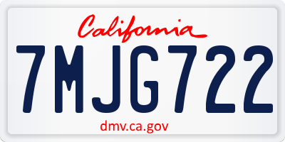 CA license plate 7MJG722