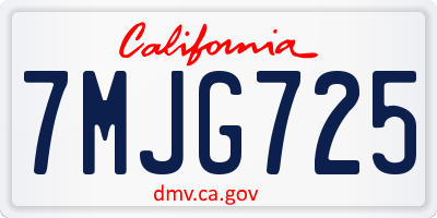 CA license plate 7MJG725