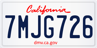 CA license plate 7MJG726