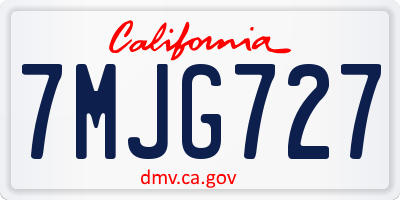 CA license plate 7MJG727